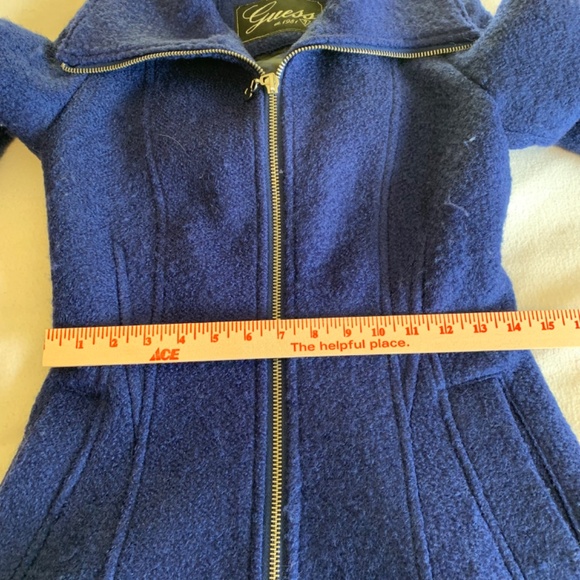 Guess Y2K Wool Blend Fit and Flare Lined Coat Zip Blue Size Small - Picture 11 of 12